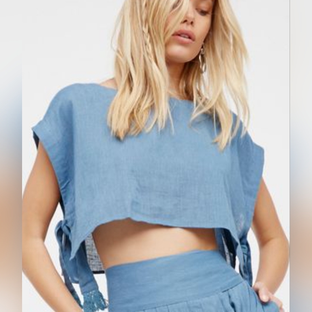 Free People Blue Crop Top